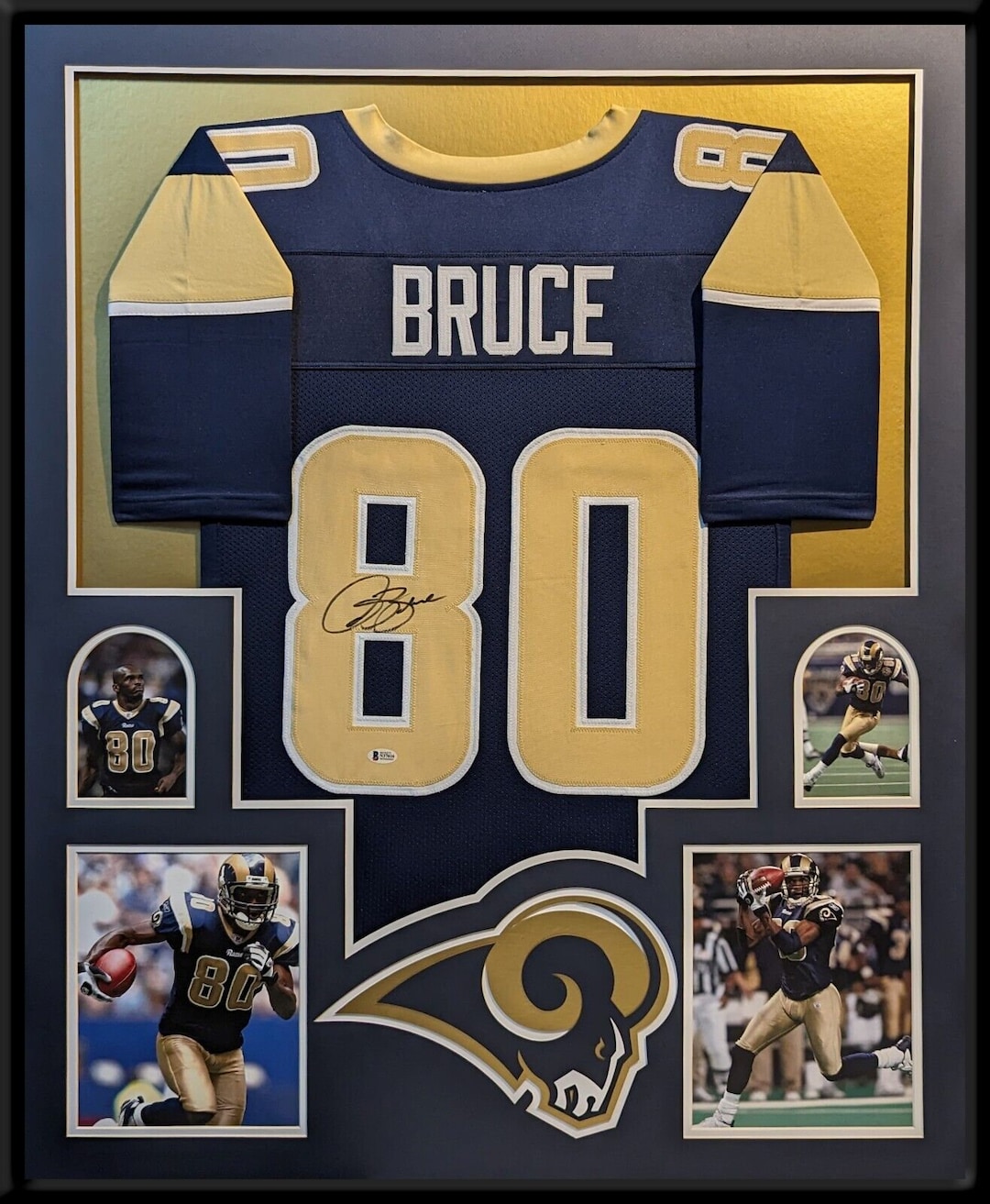 Isaac Bruce Autographed Signed Framed Louis Rams Jersey