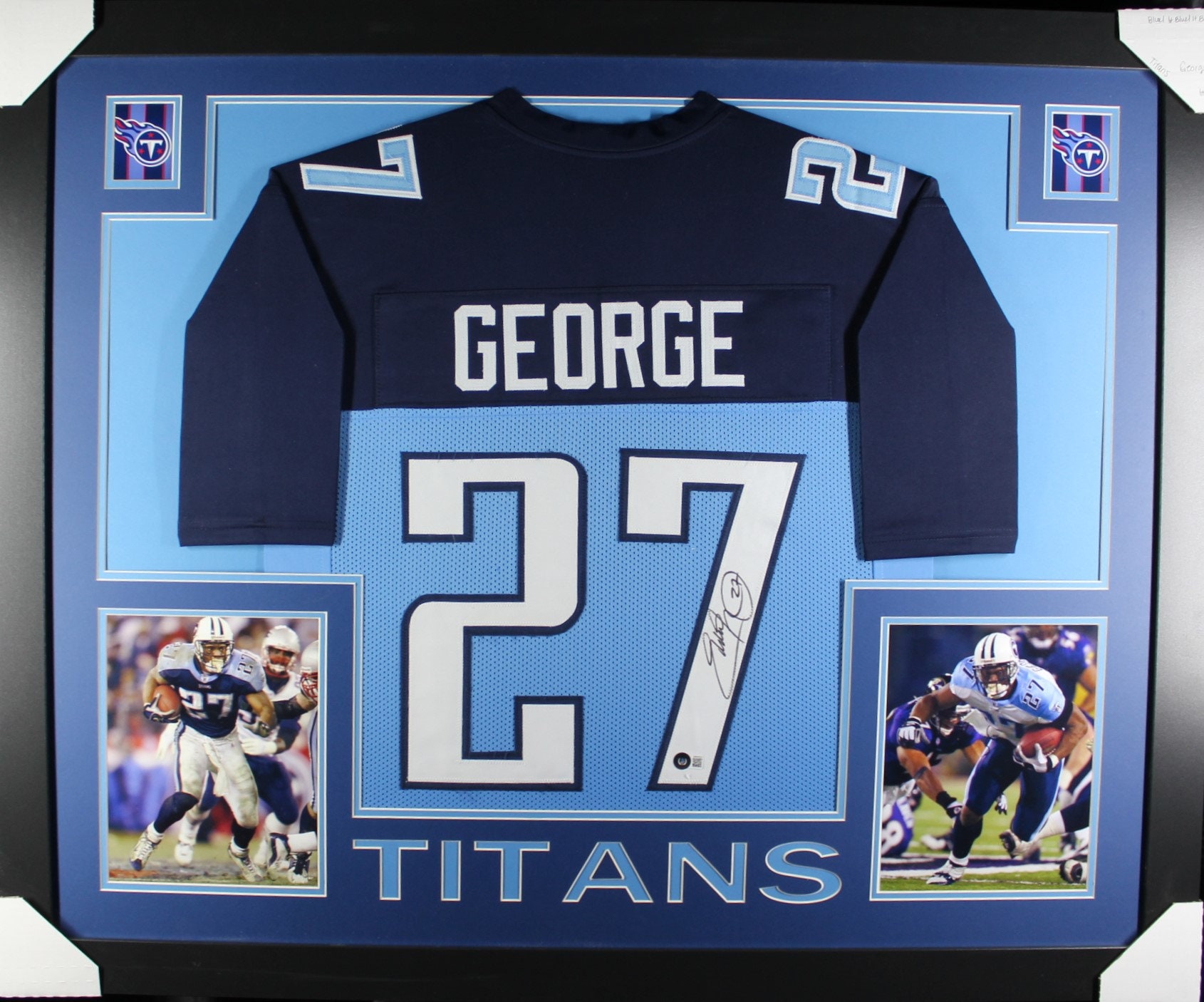 Framed Tennessee Titans Eddie George Autographed Signed Jersey Bas Holo