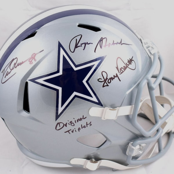 Staubach Dorsett & Pearson Autographed Dallas Cowboys FS Helmet BECKETT