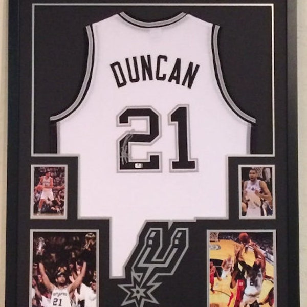 Tim Duncan Autographed Signed Framed San Antonio Spurs Jersey PSA COA