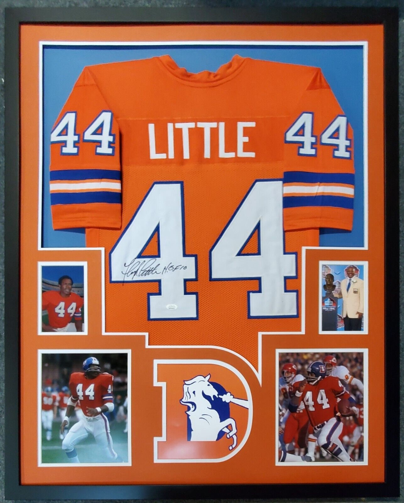 Floyd Little Autographed Signed Framed Denver Broncos Jersey JSA