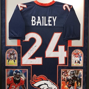 Champ Bailey dédicacé signé encadré maillot des Broncos de Denver BECKETT
