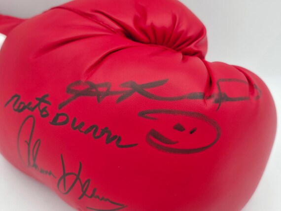 【お宝】シュガーレイレナード　サイン入りグローブ シュガー・レイ・レナード・トーマス・ハーンズ＆ロベルト