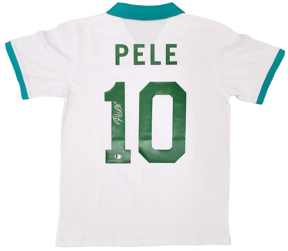 ペレ 直筆サインユニフォーム　証明書付 Pele autograph 直筆サイン入り】ペレ＆メッシ ダブルネームユニフォーム – AuthentiCo.