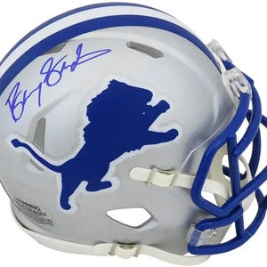 Barry Sanders Autographed Signed Detroit Lions Mini Helmet Schwartz COA