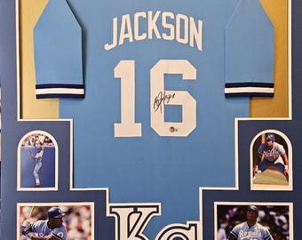 Bo Jackson Autographed Signed Kansas City Royals Framed Jersey BECKETT