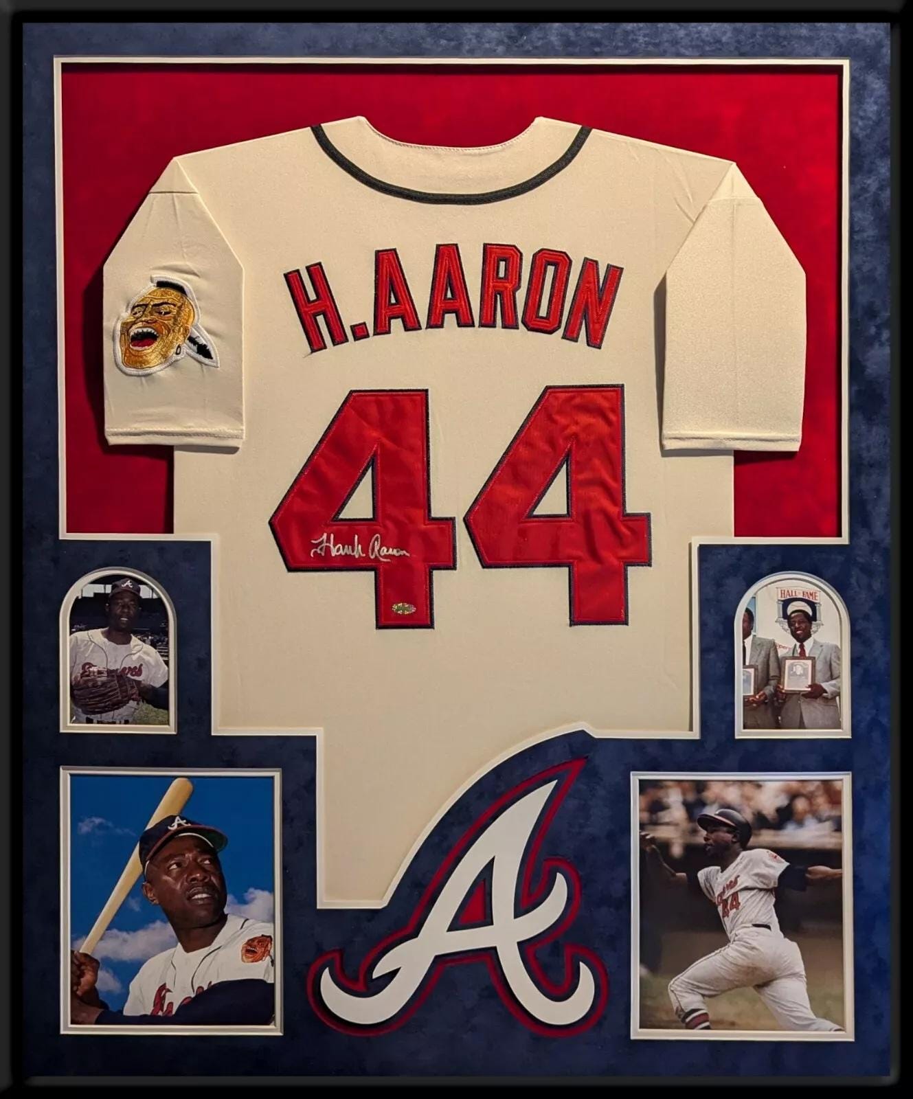 Hank Aaron Autographed Signed Framed Atlanta Braves Jersey STEINER