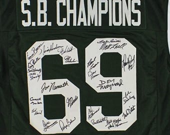 Camiseta de los Jets campeones del Super Bowl III de 1969, autografiada, con certificado de autenticidad de JSA.