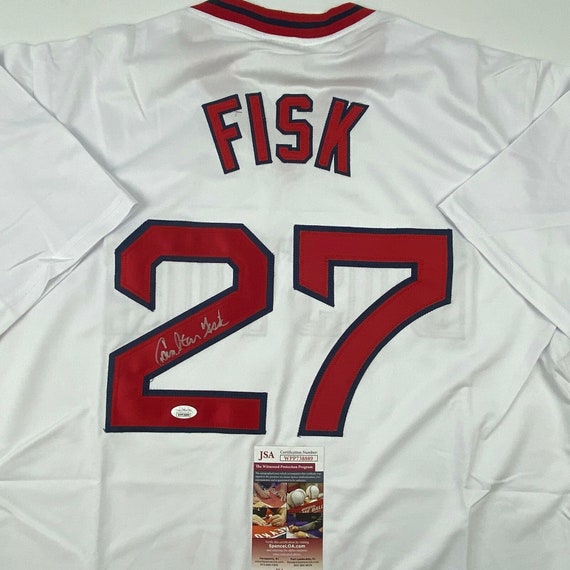 Boston Red Sox Carlton Fisk Autographed Framed Gray Jersey Beckett