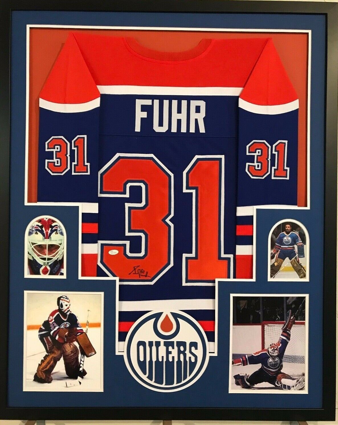Autographed/Signed Grant Fuhr Edmonton Blue Hockey Jersey Beckett
