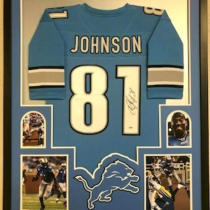 Calvin Johnson Autographed Signed Framed Detroit Lions Jersey BECKETT