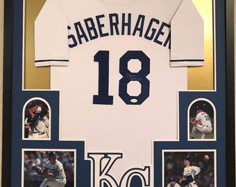 Brett Saberhagen Autographed Signed Kansas City Royals Framed Jersey JSA