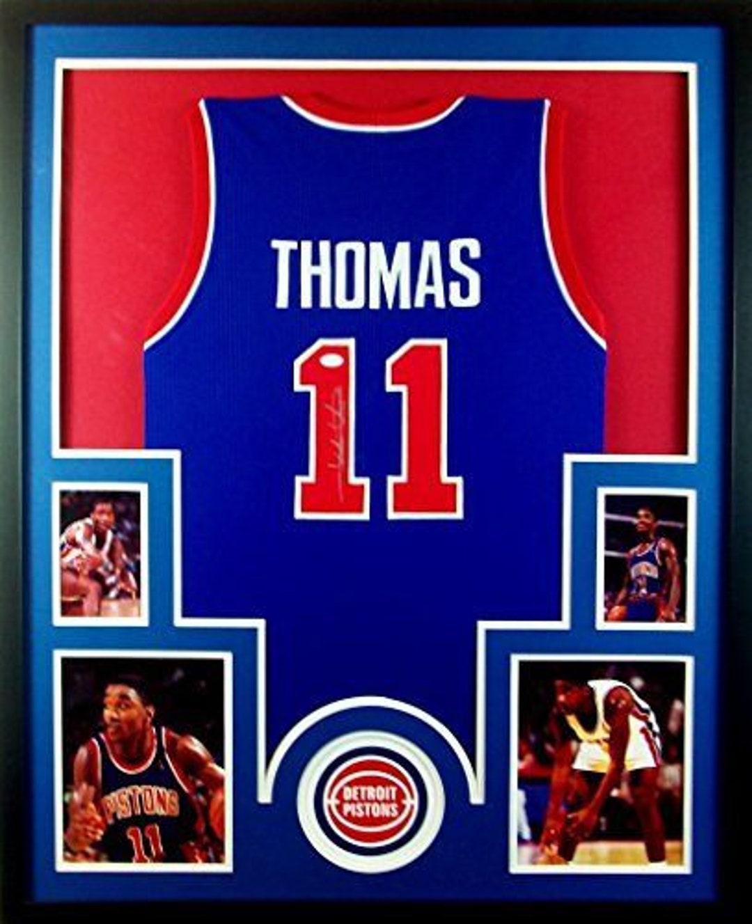 Isiah Thomas Autographed Signed Framed Detroit Pistons Jersey 