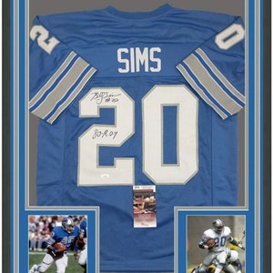 Billy Sims autografado e assinado emoldurado Detroit Lions Jersey JSA