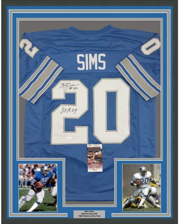 Billy Sims Autographed Signed Framed Detroit Lions Jersey JSA