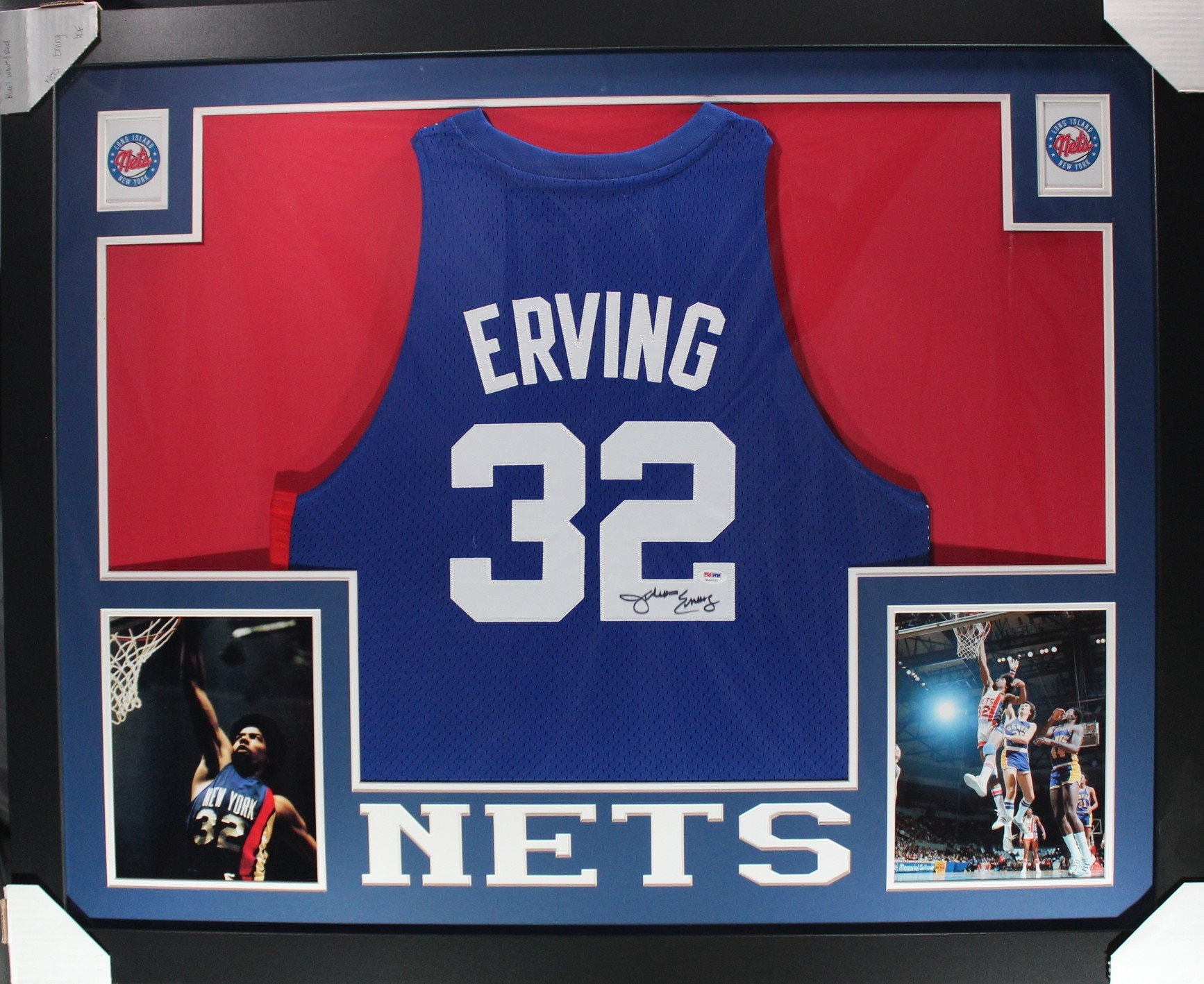 Julius Erving Dr.j Autographed Signed Framed Nets Jersey PSA 