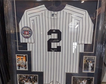 Derek Jeter Signed Yankees 32x40 Custom Framed Jersey Display with