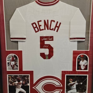 Maillot des Cincinnati Reds de Cincinnati, dédicacé et encadré, dédicacé par Johnny Bench FANATICS
