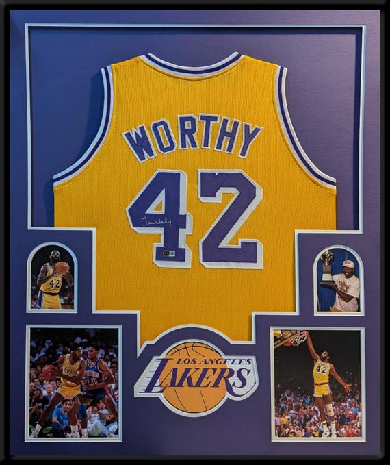 James Worthy Autographed Signed Framed Los Angeles Lakers Jersey