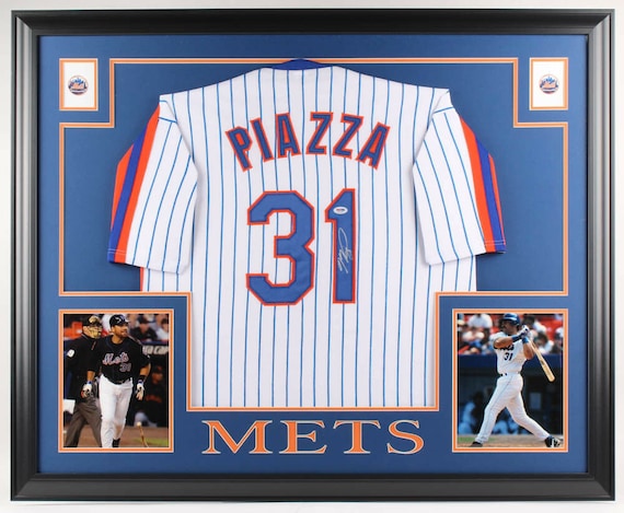 Mike Piazza Autographed Signed Framed New York Mets Jersey JSA 