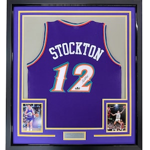 John Stockton Autographed Signed Framed Utah Jazz Jersey BECKETT