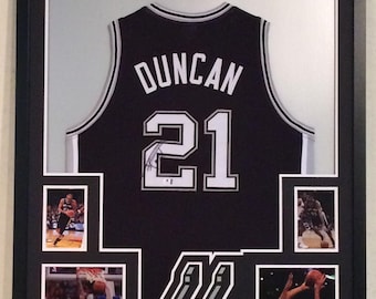 Tim Duncan Autographed Signed Framed San Antonio Spurs Jersey JSA COA