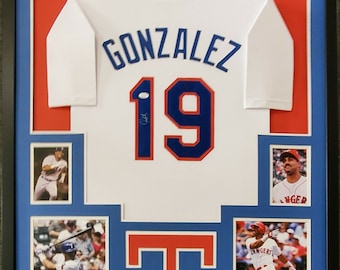 Autographed/signed Juan Gonzalez Texas White Baseball Jersey JSA