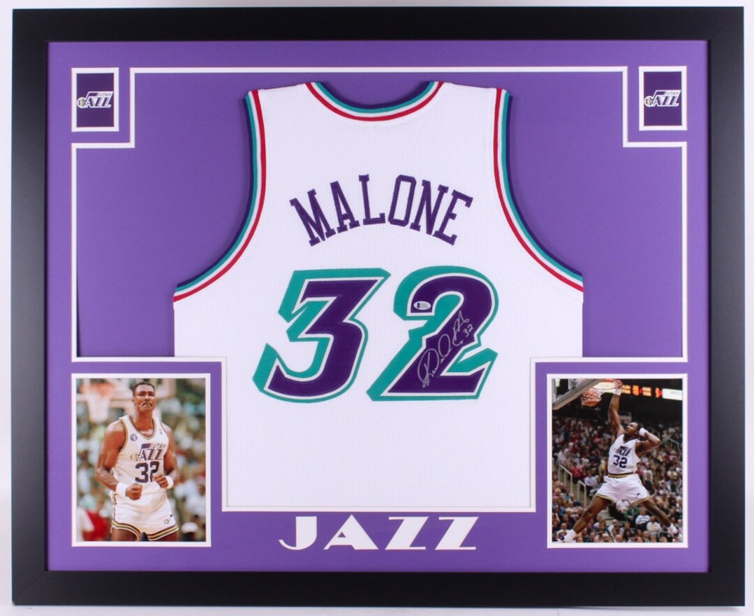Karl Malone Autographed Signed Utah Jazz Framed Jersey