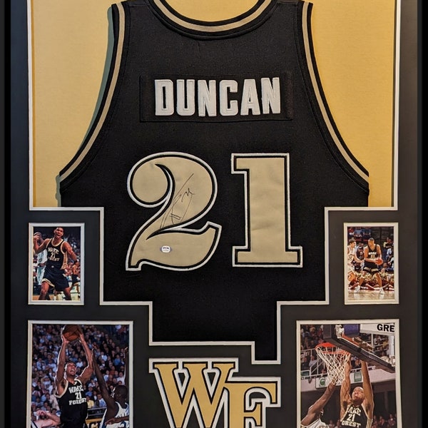 Tim Duncan Signed Autographed Framed Wake Forest Jersey PSA/DNA COA