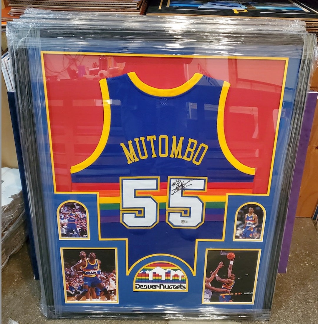 Dikembe Mutombo Denver Nuggets Signed Autographed Blue Custom