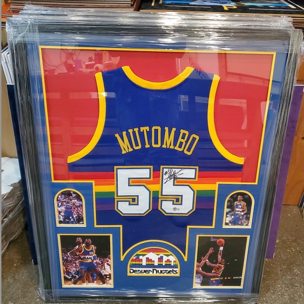 Dikembe Mutombo Autographed Signed Framed Denver Nuggets Jersey BECKETT