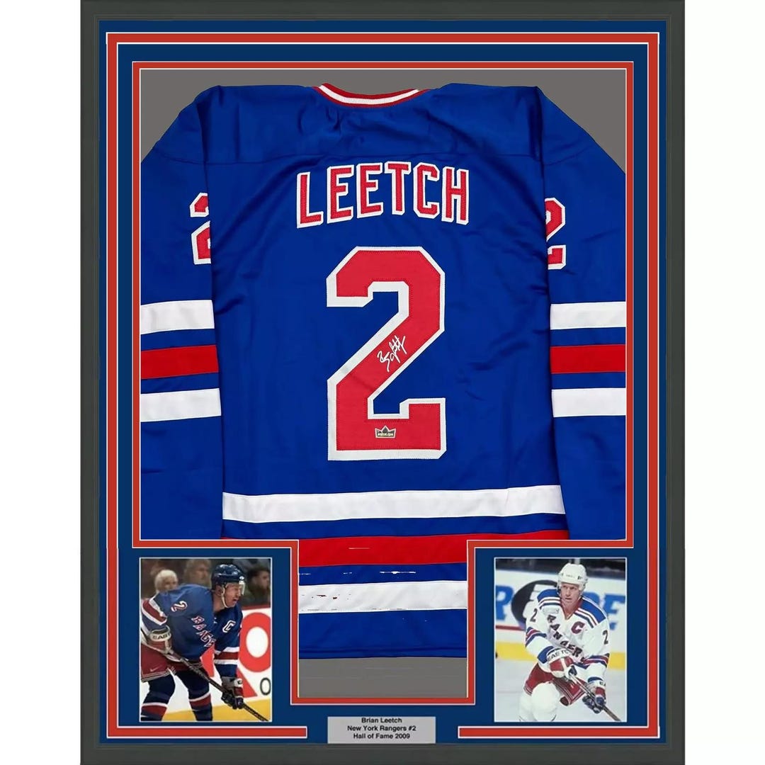 Brian Leetch Autographed Signed Framed New York Rangers Jersey