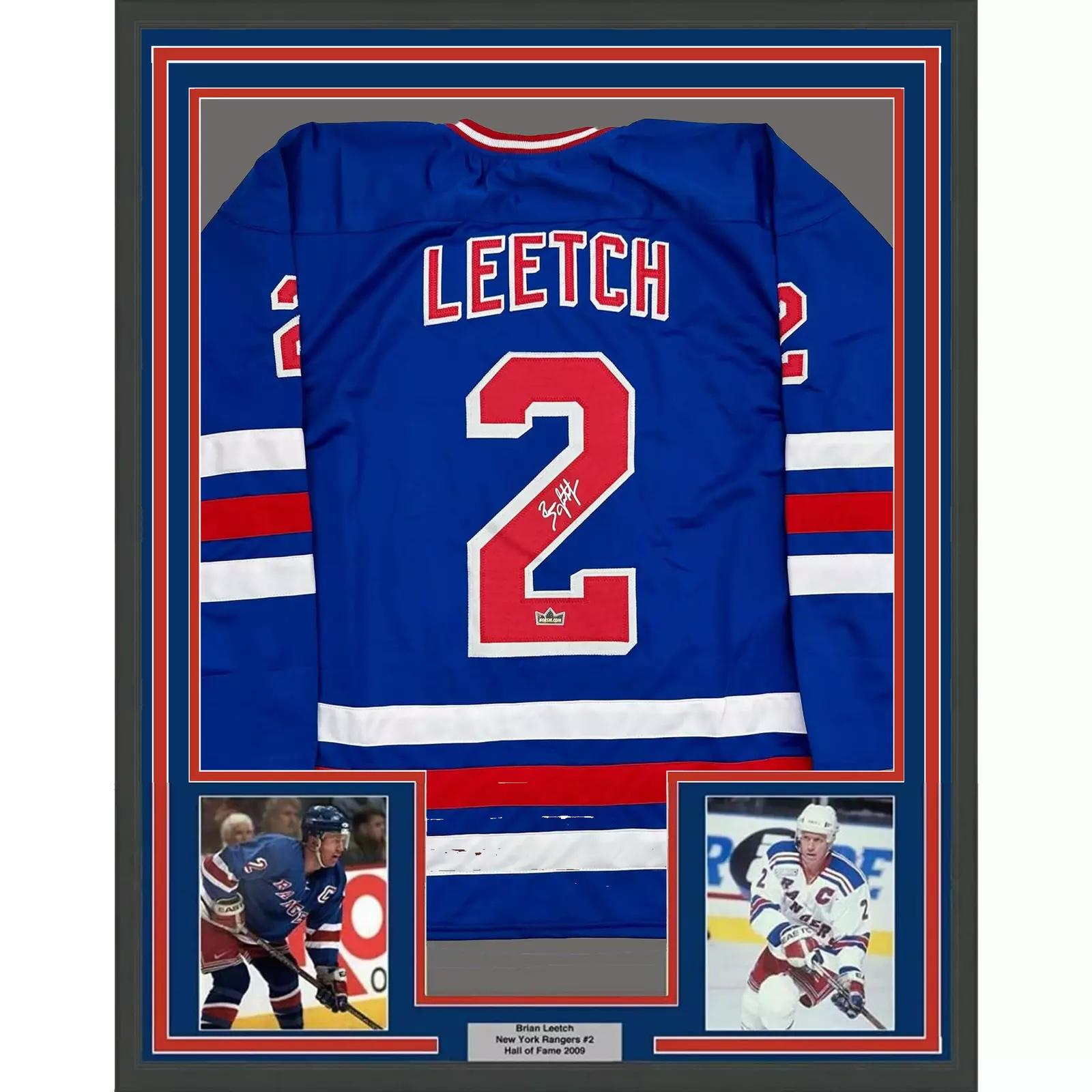 Brian Leetch Autographed Signed Framed New York Rangers Jersey