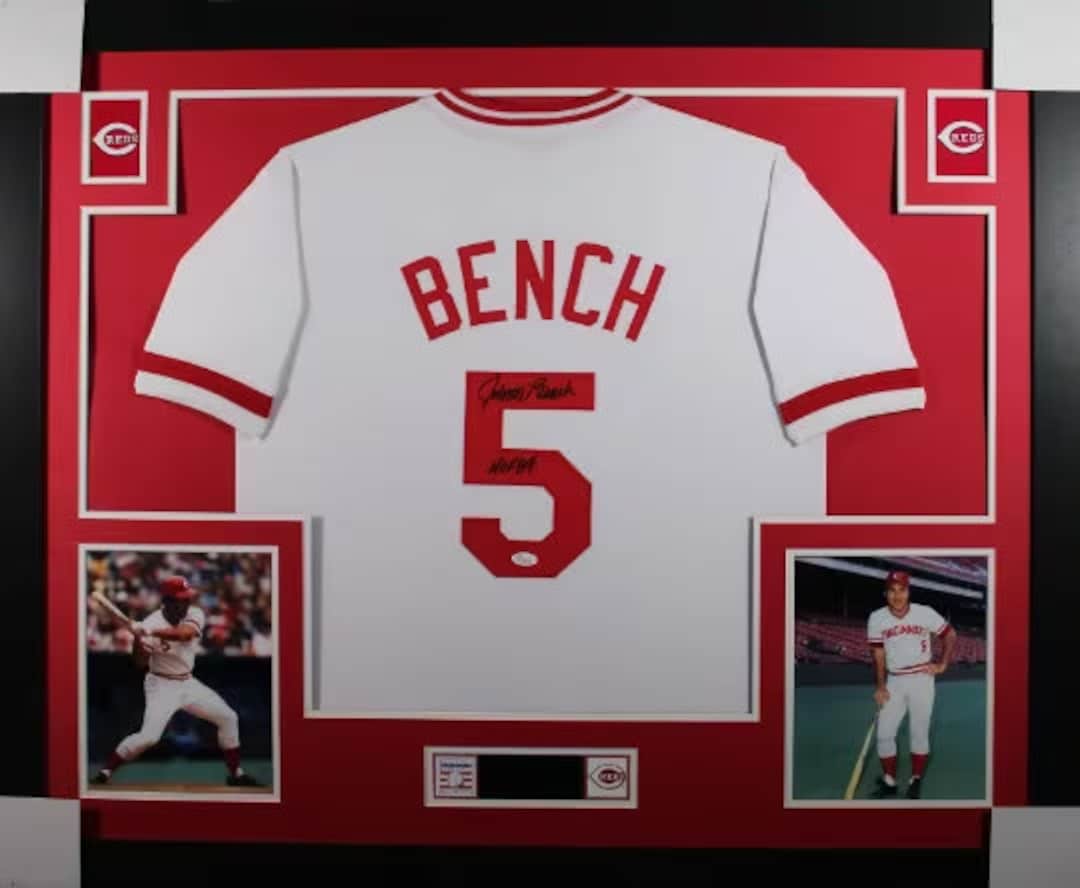 Johnny Bench Autographed Signed Framed Cincinnati Reds Jersey