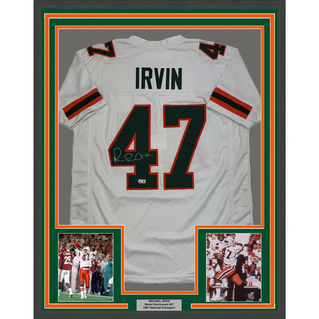 Michael Irvin Autographed Signed Framed Miami Hurricanes Jersey