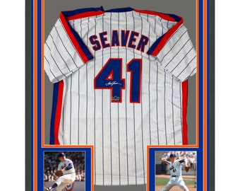 Tom Seaver Autographed Signed Framed New York Mets Throwback Jersey PSA COA