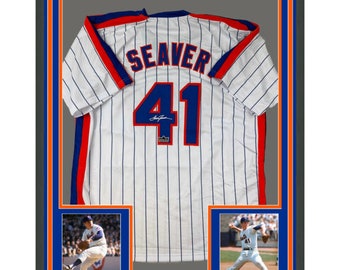 Tom Seaver Autographed Signed Framed New York Mets Throwback