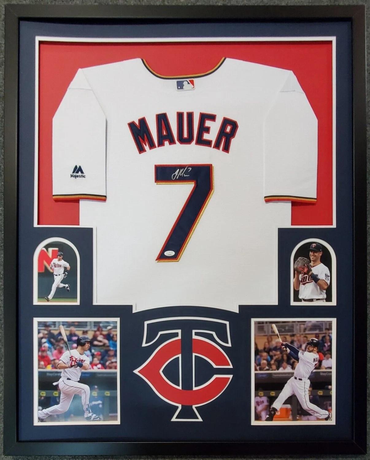 Joe Mauer Autographed Signed Framed Minnesota Twins Jersey JSA
