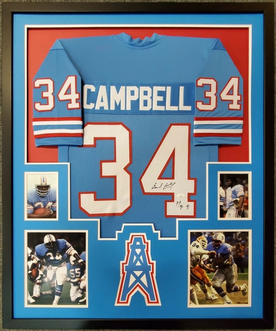 Earl Campbell Signed Houston Blue Football Jersey – Autographed Collectible With JSA COA