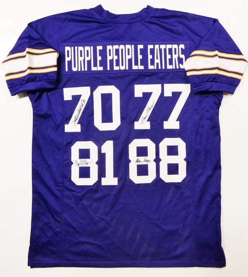 Autographed Signed Minnesota Vikings Jersey JSA Page, Eller, Marshall, Larson Purple People Eaters