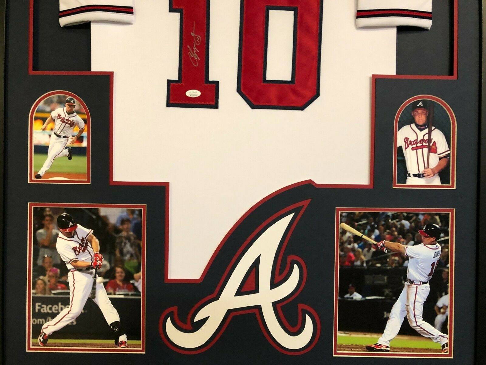 Chipper Jones Signed Atlanta Braves 35x 43 Framed Signed Jersey (JSA –