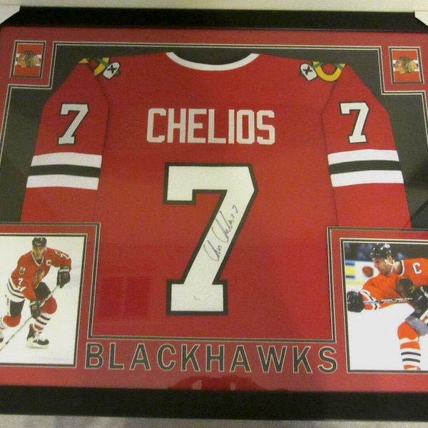 Chris Chelios Signed Autographed Framed Chicago Blackhawks Jersey JSA