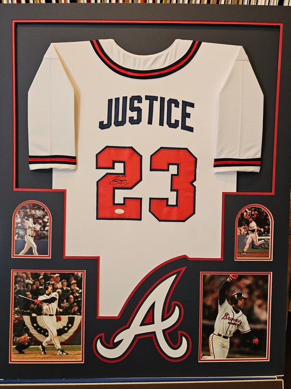 David Justice Autographed Signed Framed Atlanta Braves Jersey JSA Etsy