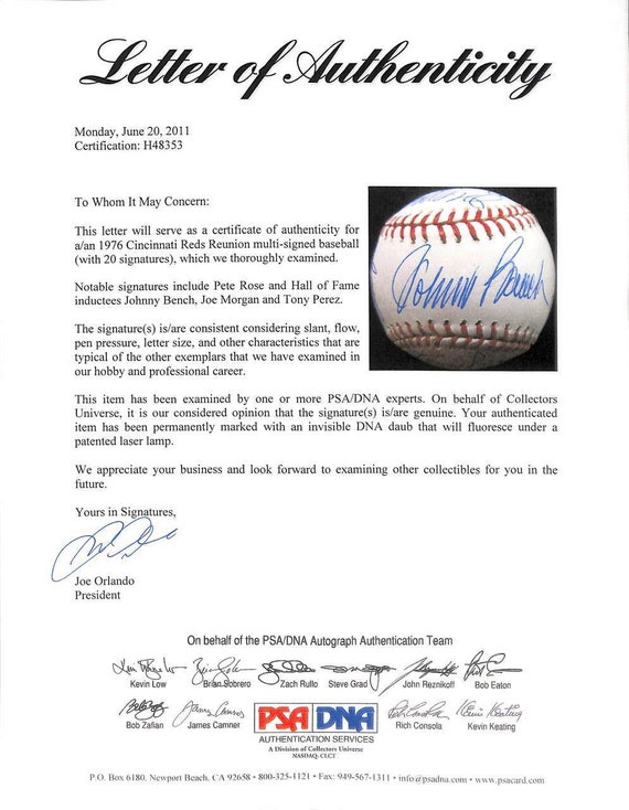 1975 76 Cincinnati Reds World Series Team 20 Sigs Rose Bench Etsy