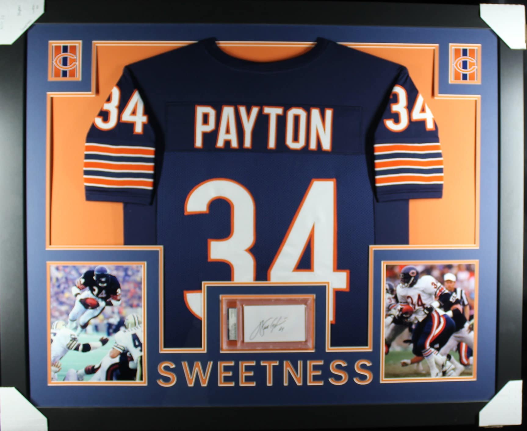 Press Pass Collectibles Bears Walter Payton Sweetness, 34 Signed Navy Blue Wilson Jersey BAS #AA03176