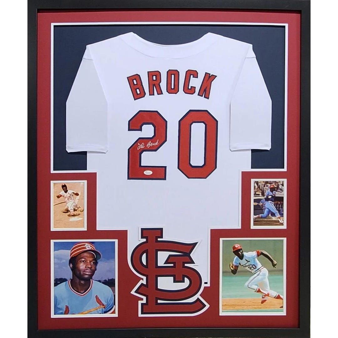 Lou Brock Autographed Signed St. Louis Cardinals Framed Jersey JSA