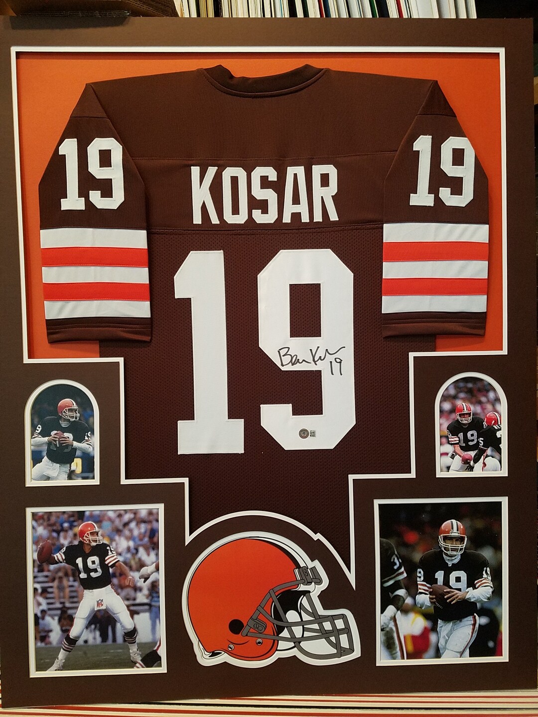 Bernie Kosar Autographed Cleveland Browns Custom Football Jersey - Beckett Certified - Size XL