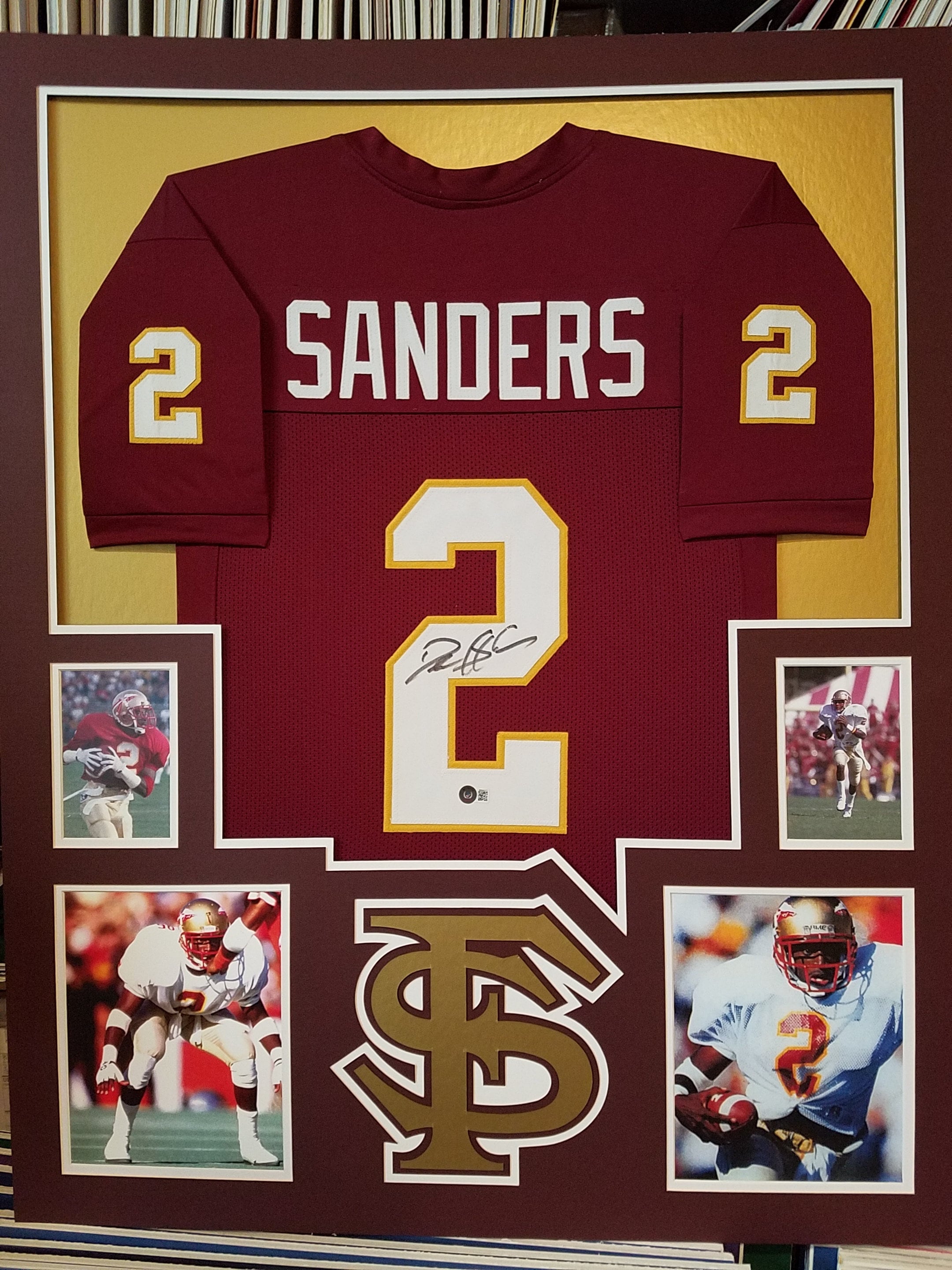 Deion Sanders Autographed Signed Framed FSU Seminoles Jersey 