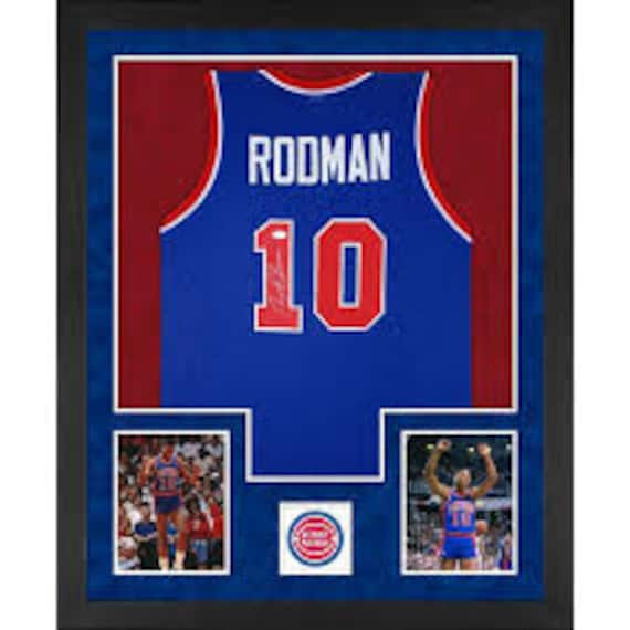 DETROIT PISTONS DENNIS RODMAN AUTOGRAPHED SIGNED BLUE JERSEY JSA