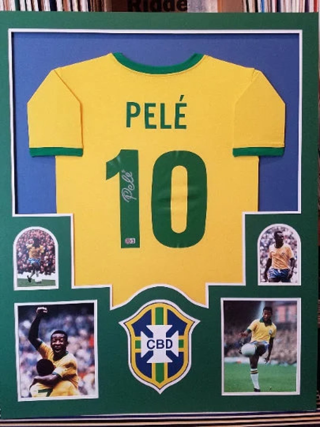 Pele Autographed Signed Framed Brazil Soccer Jersey BECKETT